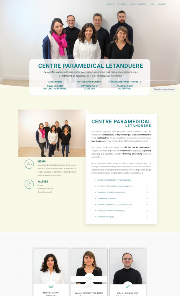 création de site internet centre paramedical angers